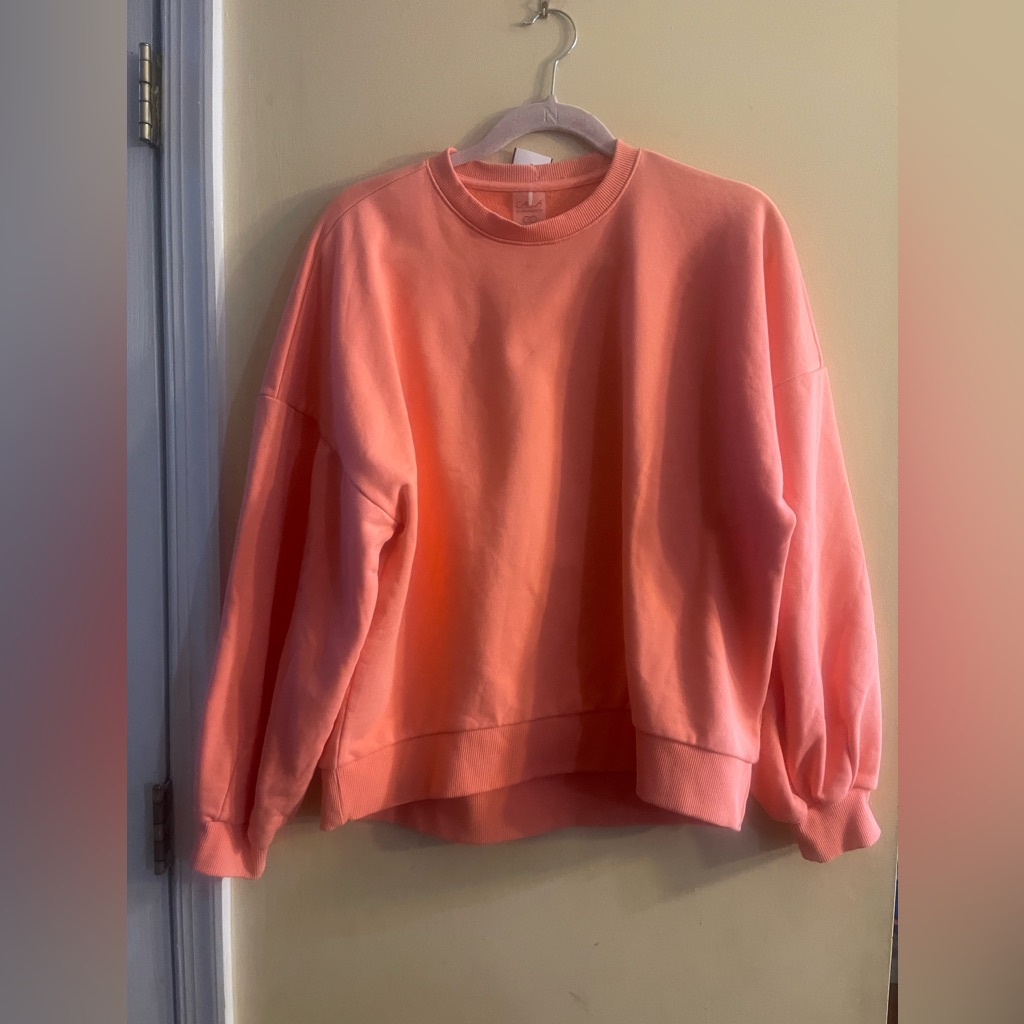 Calia By Carrie Underwood Drop Shoulder Sweatshirt Coral Puff Sleeves Sweatshirt